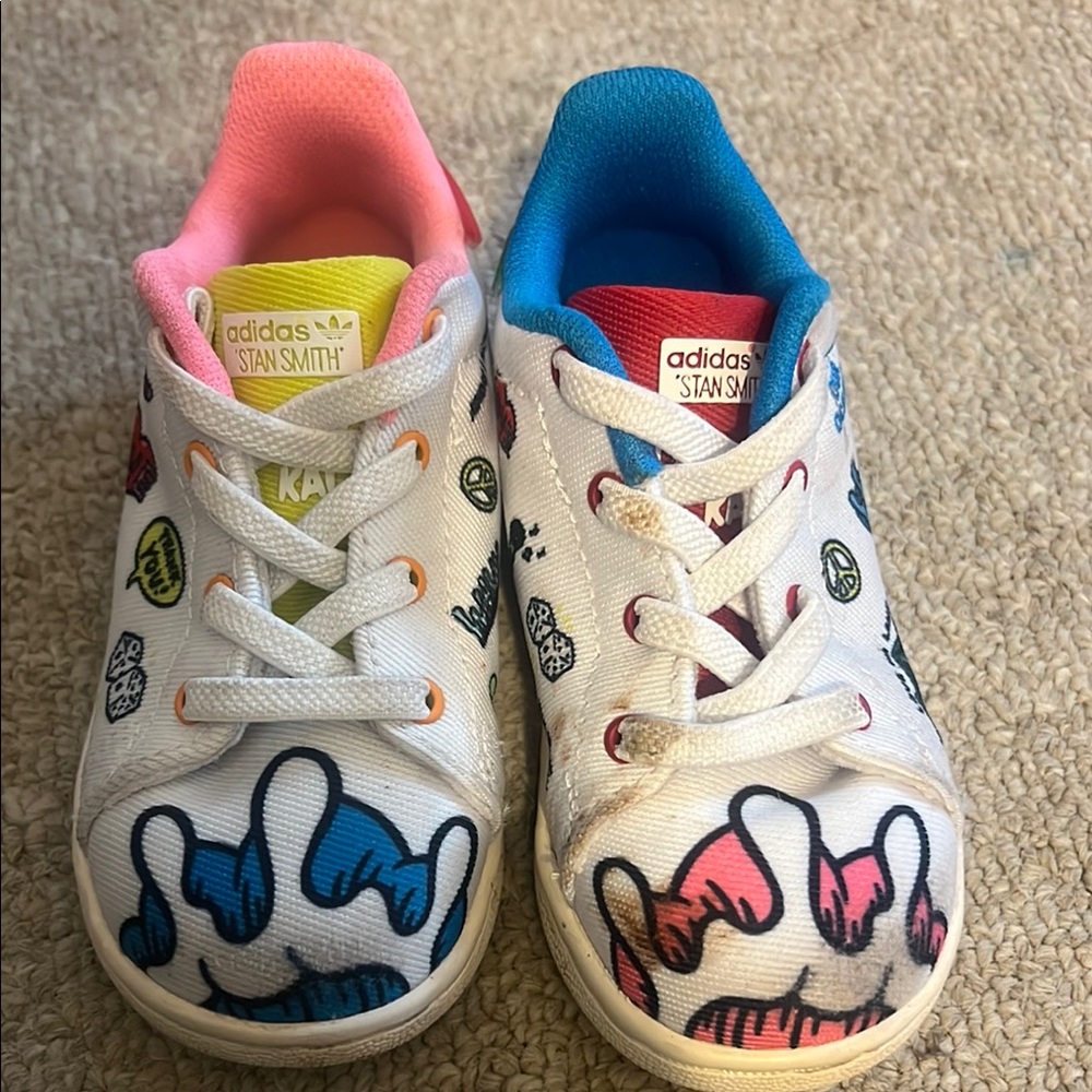 Adidas White and Pink Artistic Sneakers